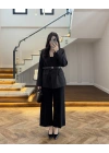 SİYAH KEMERLİ POLİVİSKON BLAZER CEKET-9700