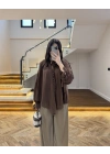 OVERSİZE BAĞLAMA DETAYLI GÖMLEK KAHVE-4988