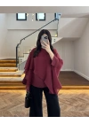 BORDO UÇUŞAN PELERİN BLUZ -5026