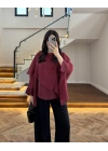 BORDO UÇUŞAN PELERİN BLUZ -5026