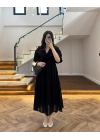 SİYAH PÜSKÜLLÜ ELBİSE - 3075