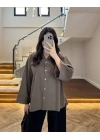 HAKİ OVERSİZE DUBLE KOL GÖMLEK-5411