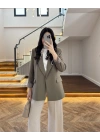 HAKİ ÇİZGİLİ ASTARLI BLAZER CEKET -7560