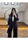 SİYAH ÇİZGİLİ ASTARLI BLAZER CEKET -7560