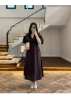 KAHVE MÜSLİN ELBİSE-3008