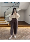 LASTİKLİ ŞALVAR PANTOLON KAHVE-3905