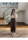 LASTİKLİ ŞALVAR PANTOLON KAHVE-3905