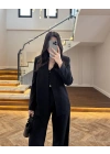 SİYAH FULAR DETAY VATKALI CEKET TAKIM-9046