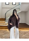 KAHVE ŞALLI PELERİN BLUZ -1607