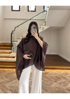 KAHVE ŞALLI PELERİN BLUZ -1607