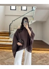 KAHVE ŞALLI PELERİN BLUZ -1607
