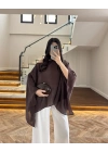 KAHVE ŞALLI PELERİN BLUZ -1607