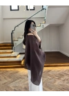 KAHVE ŞALLI PELERİN BLUZ -1607
