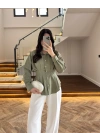 HAKİ DÜĞMELİ PİLELİ GÖMLEK HAKİ -2247