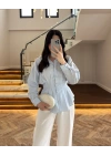 BEBE MAVİ DÜĞMELİ PİLELİ GÖMLEK MAVİ-2247