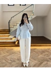 BEBE MAVİ DÜĞMELİ PİLELİ GÖMLEK MAVİ-2247