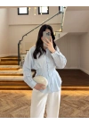 BEBE MAVİ DÜĞMELİ PİLELİ GÖMLEK MAVİ-2247