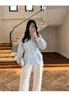 BEBE MAVİ DÜĞMELİ PİLELİ GÖMLEK MAVİ-2247