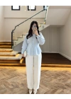 BEBE MAVİ DÜĞMELİ PİLELİ GÖMLEK MAVİ-2247