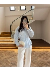 BEBE MAVİ DÜĞMELİ PİLELİ GÖMLEK MAVİ-2247