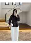 KAHVE DÜĞMELİ PİLELİ GÖMLEK KAHVE -2247