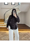 KAHVE DÜĞMELİ PİLELİ GÖMLEK KAHVE -2247