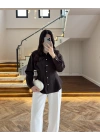 KAHVE DÜĞMELİ PİLELİ GÖMLEK KAHVE -2247