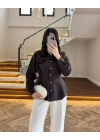 KAHVE DÜĞMELİ PİLELİ GÖMLEK KAHVE -2247