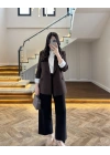 KAHVE ÇİZGİLİ ASTARLI CEKET- 7627
