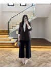 KAHVE ÇİZGİLİ ASTARLI CEKET- 7627