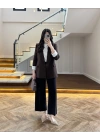 KAHVE ÇİZGİLİ ASTARLI CEKET- 7627