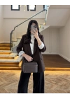 KAHVE ÇİZGİLİ ASTARLI CEKET- 7627
