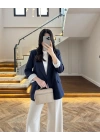 LACİVERT ÇİZGİLİ ASTARLI CEKET- 7627