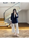 LACİVERT ÇİZGİLİ ASTARLI CEKET- 7627