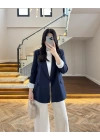LACİVERT ÇİZGİLİ ASTARLI CEKET- 7627