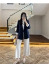 LACİVERT ÇİZGİLİ ASTARLI CEKET- 7627