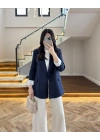 LACİVERT ÇİZGİLİ ASTARLI CEKET- 7627