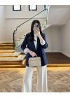 LACİVERT ÇİZGİLİ ASTARLI CEKET- 7627