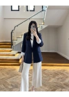 LACİVERT ÇİZGİLİ ASTARLI CEKET- 7627