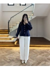 LACİVERT PİLE DETAY V YAK GÖMLEK-2222