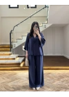 LACİVERT MODAL BLUZ PANTOLON TAKIM