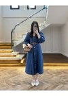 DENIM YARIM KOL ELBİSE -7240