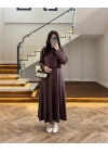 KAHVERENGİ MODAL İKİLİ ELBİSE -4064