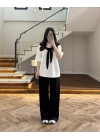 SİYAH FULAR DETAYLI PANTOLON TAKIM-4116