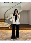 SİYAH FULAR DETAYLI PANTOLON TAKIM-4116