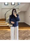 LACİVERT FIRFIRLI GÖMLEK -260919