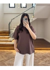 KAHVE SIRTI DANTEL DETAY TSHİRT- 1073