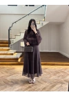 KAHVE PUANTİYELİ ŞİFON TAKIM-263215