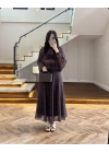 KAHVE PUANTİYELİ ŞİFON TAKIM-263215