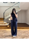 LACİVERT TENSEL NEVÜRLÜ BLUZ PANTOLON TAKIM-250483